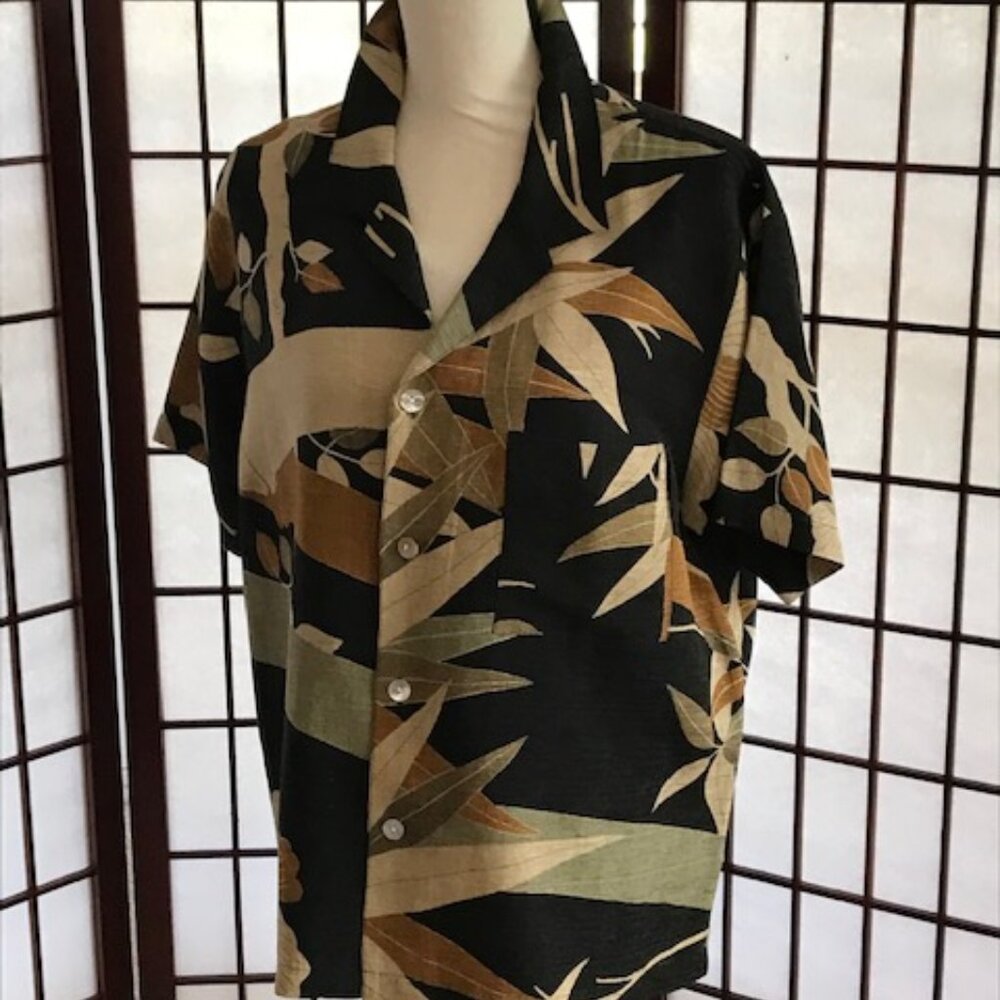 Chico's Tropical Print Shirt, 70% Silk, 30% Linen, Size 2